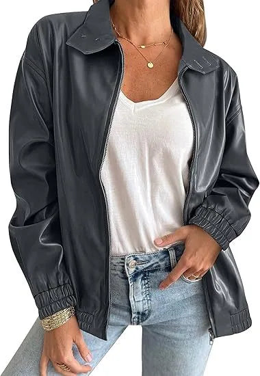 Seren | Women's Leather Jacket - Size:XS;Color:Dark Gray