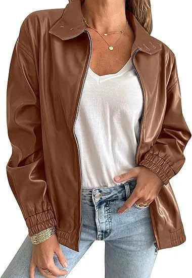 Seren | Women's Leather Jacket - Light Brown