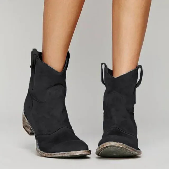 Seren |  Women's Vintage Cowboy Boots - Color:Black;Size:35