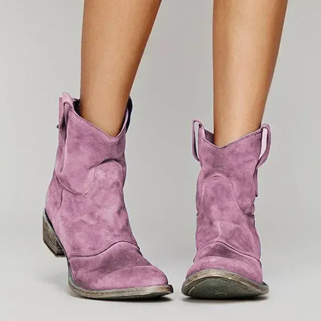 Seren |  Women's Vintage Cowboy Boots - Color:Pink;Size:35