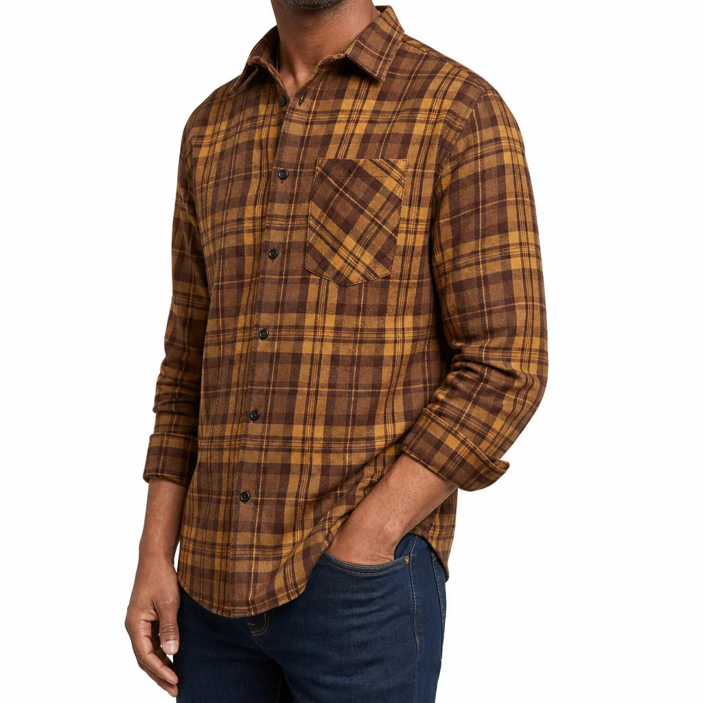 Men's Brown Seymour Plaid Flannel Shirt