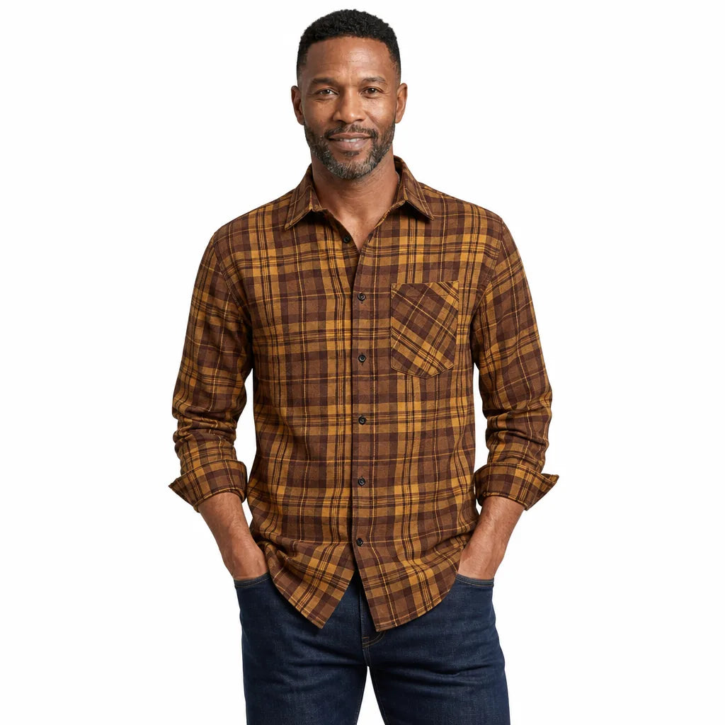 Men's Brown Seymour Plaid Flannel Shirt