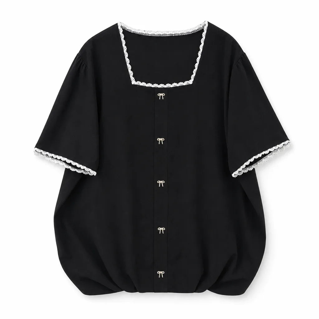 Shae Oversized Blouse - Color:Black;Size:XL