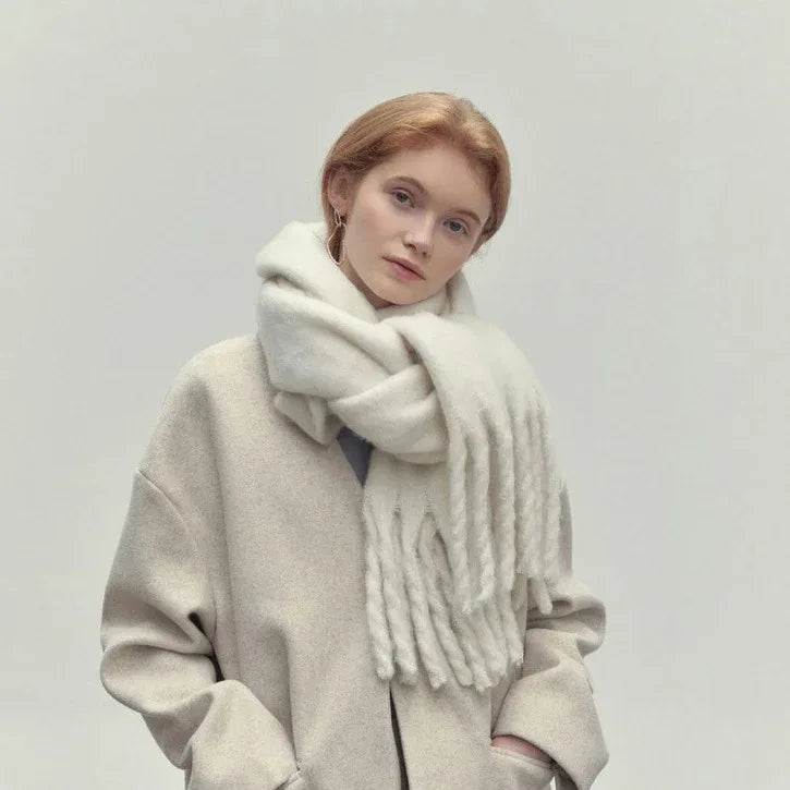 Sharon | Women's Premium Winter Scarve  - Color:White;Length:69 inches