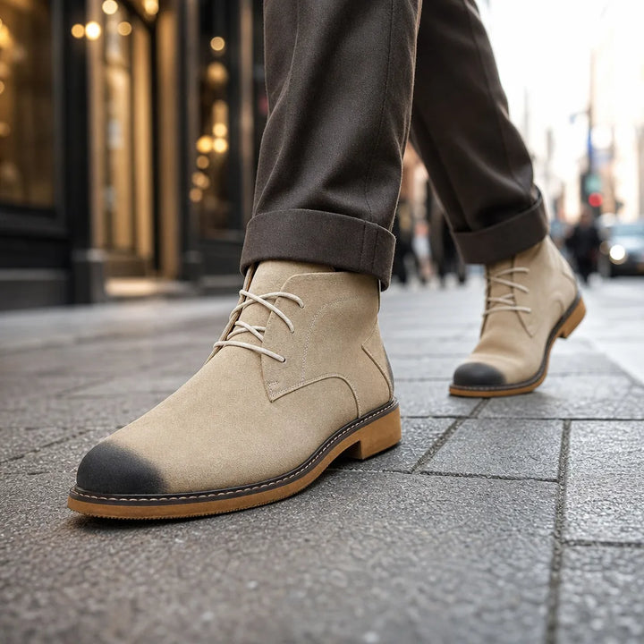 Men's Beige Gwendolyn Lace-Up Chelsea Boots