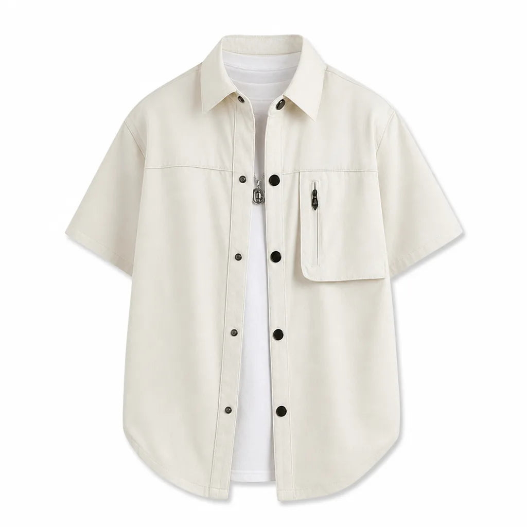Men's Beige Shelby Pocket Short-Sleeve Shirt