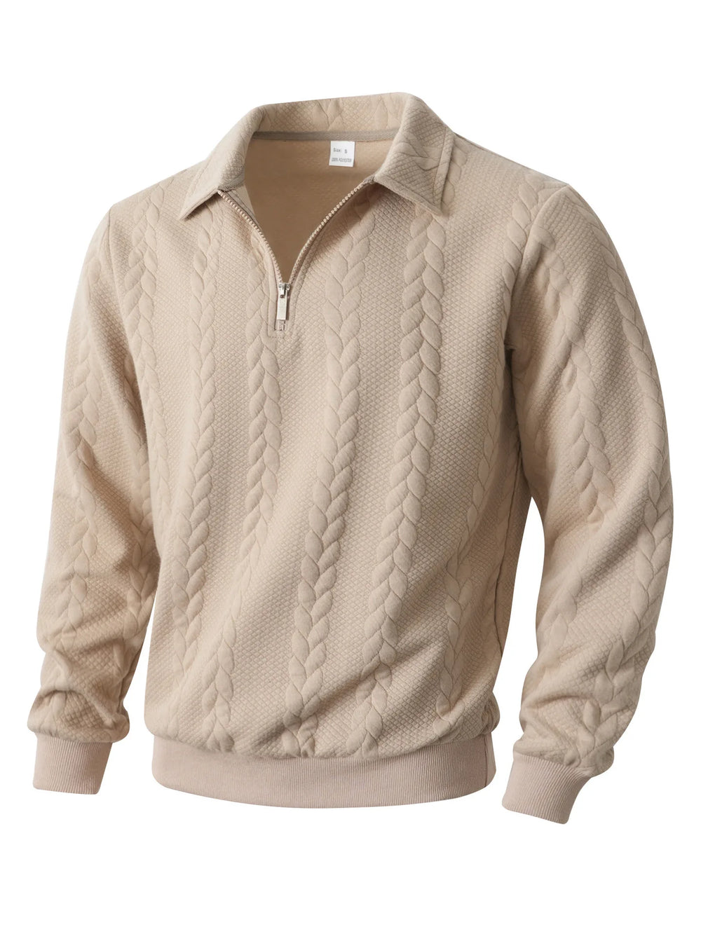 Sherwood | Men's Cable Knit Quarter-Zip Sweater - Beige