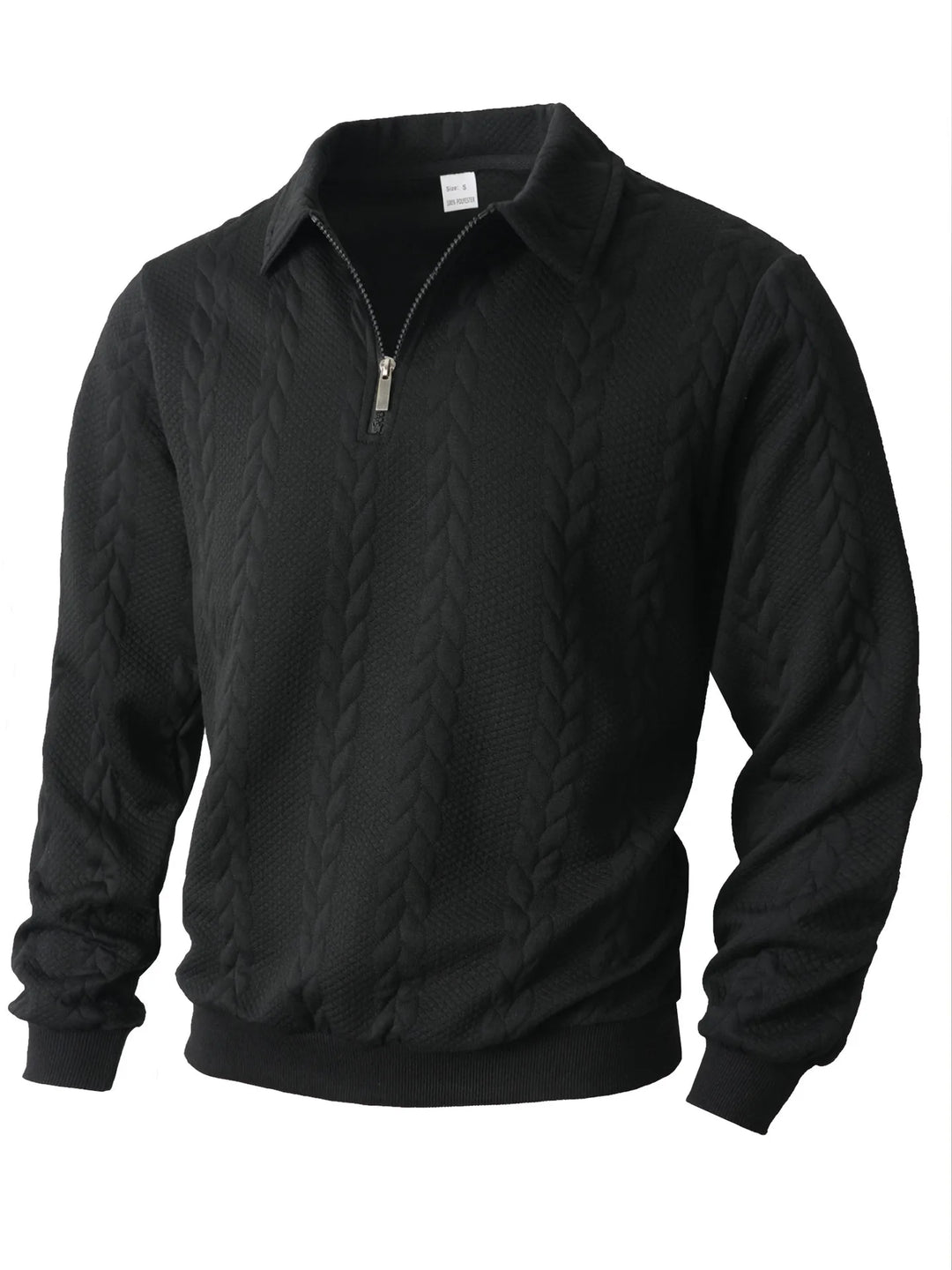Sherwood | Men's Cable Knit Quarter-Zip Sweater - Black