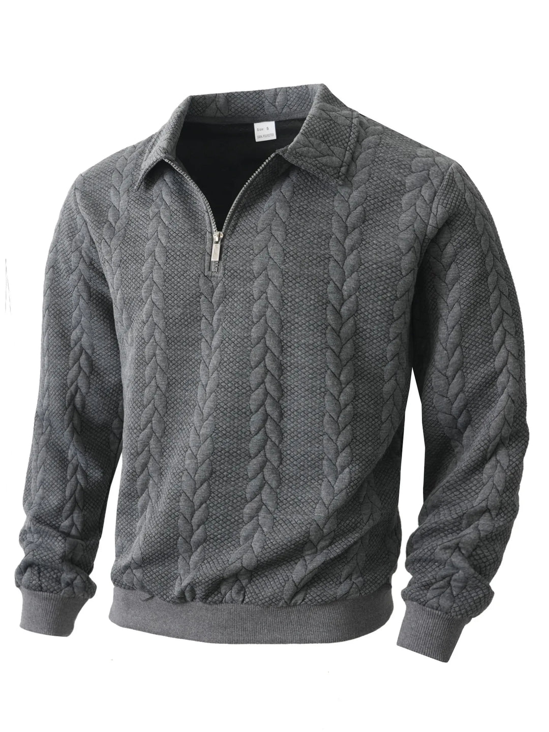 Sherwood | Men's Cable Knit Quarter-Zip Sweater - Gray