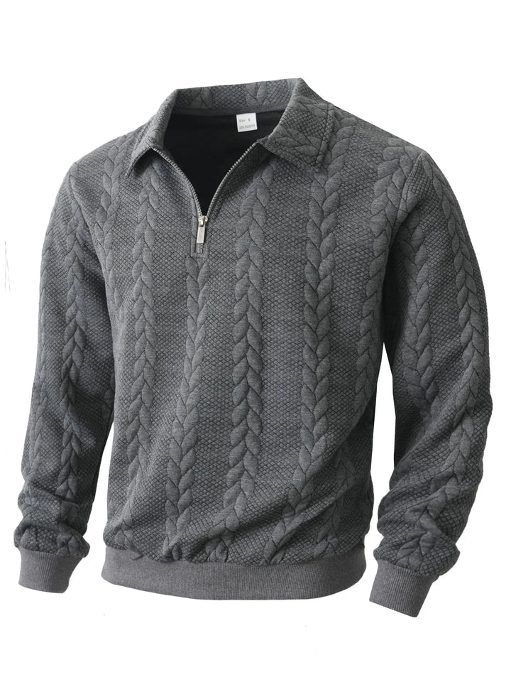 Sherwood | Men's Cable Knit Quarter-Zip Sweater - Gray