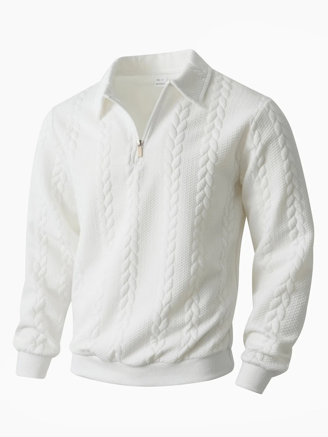 Sherwood | Men's Cable Knit Quarter-Zip Sweater - White