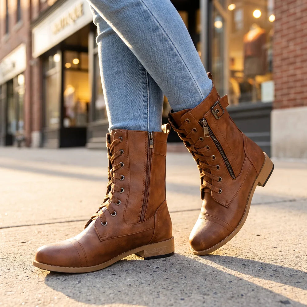 Women's Brown Shiloh Lace Up Mid Boots