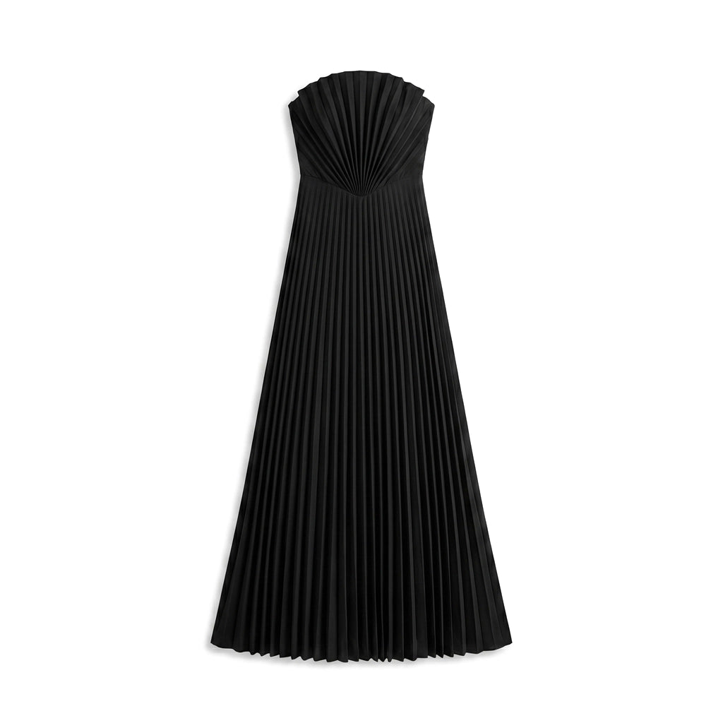 Sidney Pleated Maxi Dress - Color:black;Size:XS