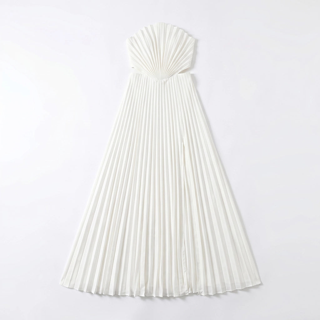 Sidney Pleated Maxi Dress - Color:white;Size:XS