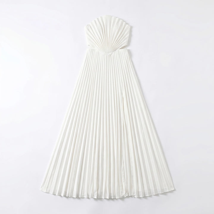 Sidney Pleated Maxi Dress - Color:white;Size:XS