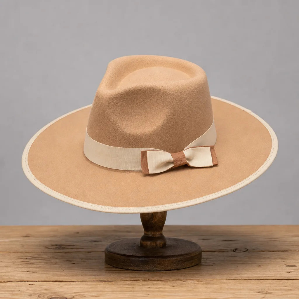 Sienna Bow Fedora - Color:Beige
