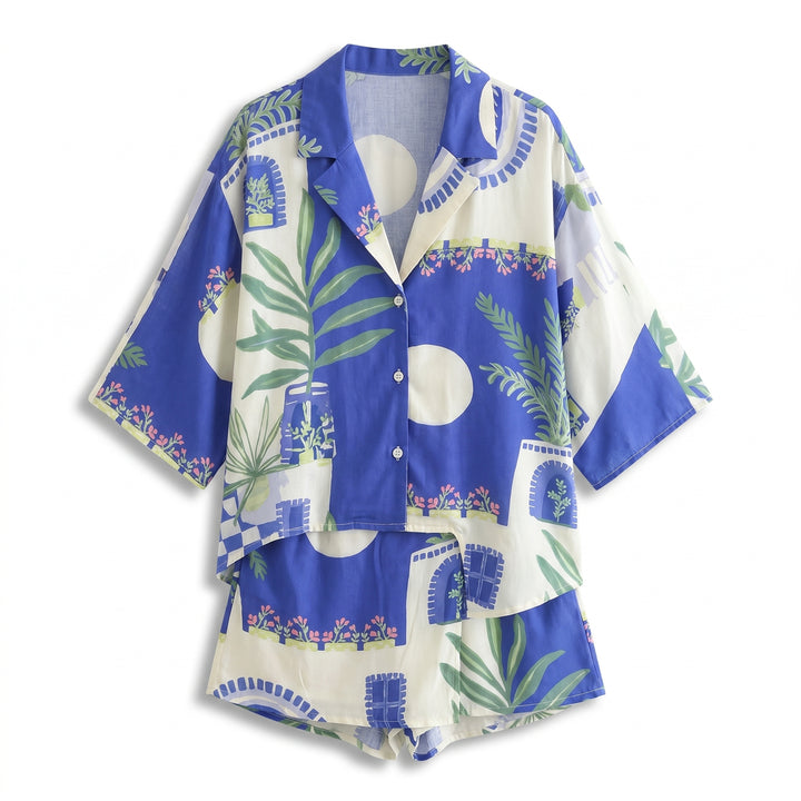 Sienna Miller Printed Set - Color:Royal Blue;Size:XXS
