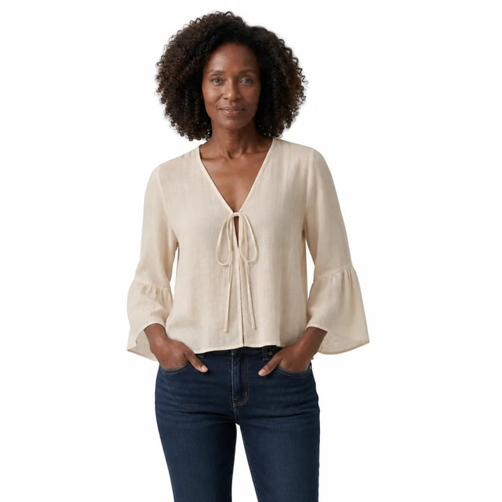 Women's Beige Simon Tie Front Shirt