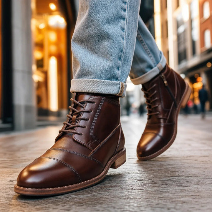 Men's Brown Hubbard Leather Lace-Up Boots