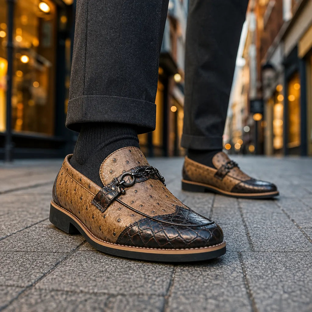 Men's Tan Brown 3111 Audrey Pointed Leather Loafers