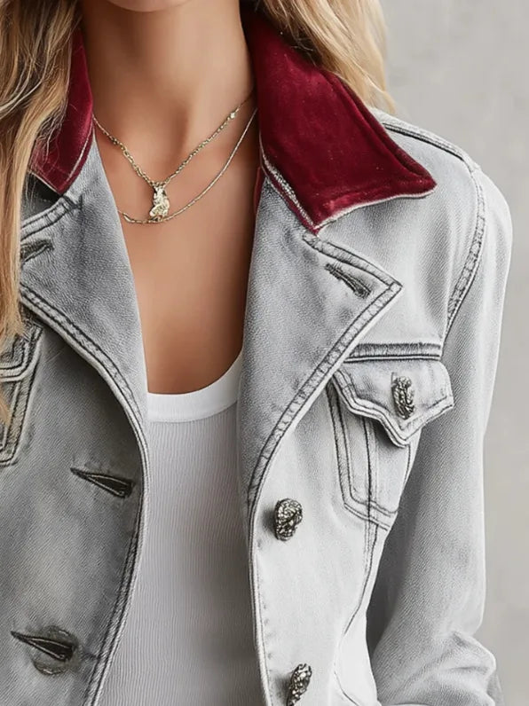 Women's Cropped Denim Jacket gray1.jpg