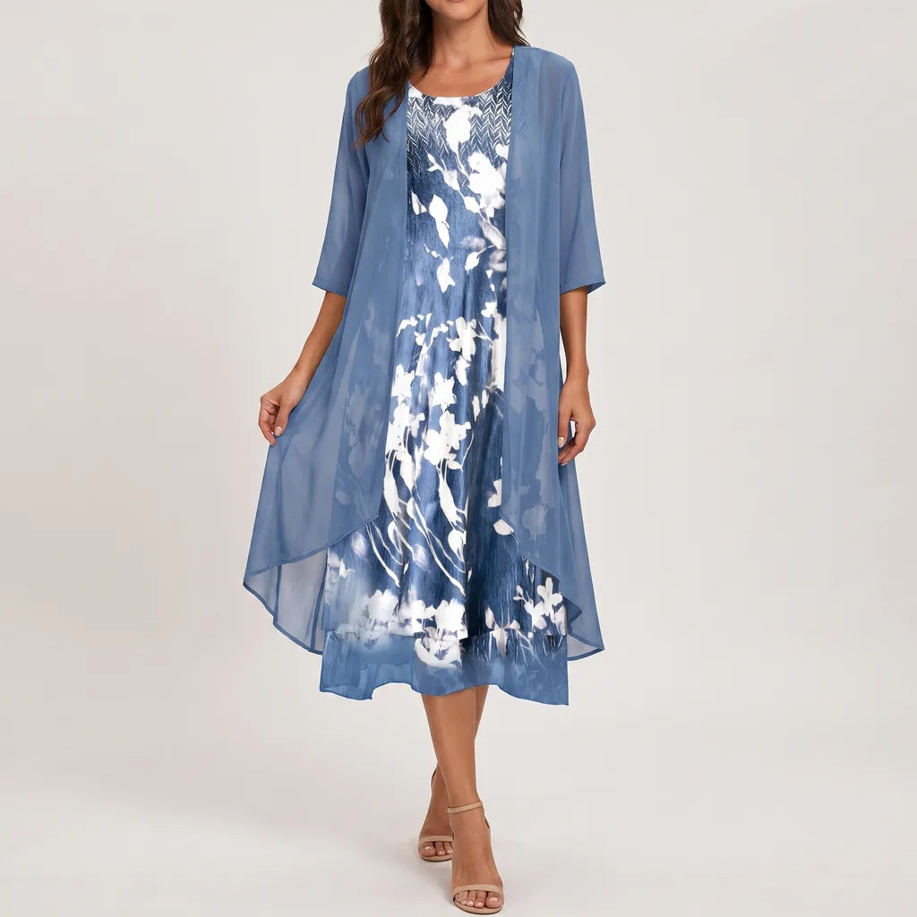 Sonia Floral Midi Dress - Color:Blue;Size:S