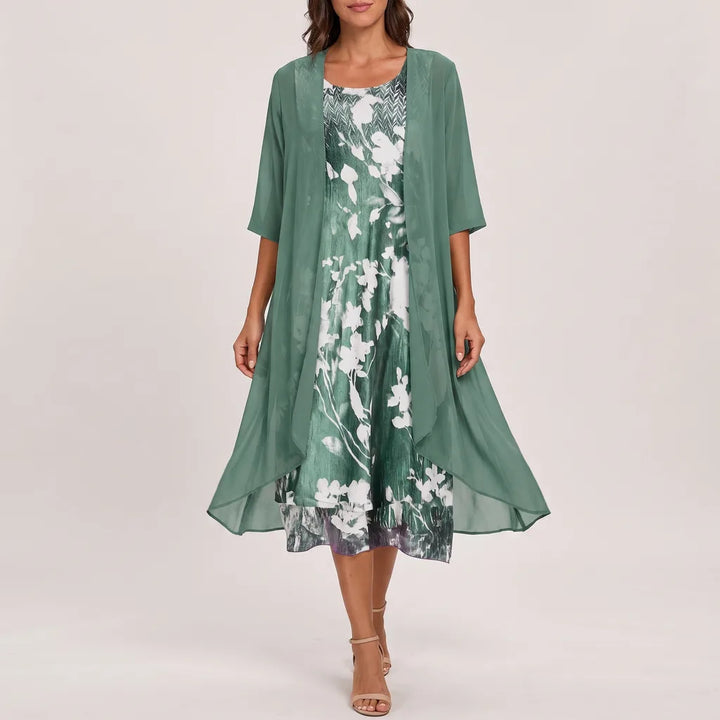 Sonia Floral Midi Dress - Color:Green;Size:S