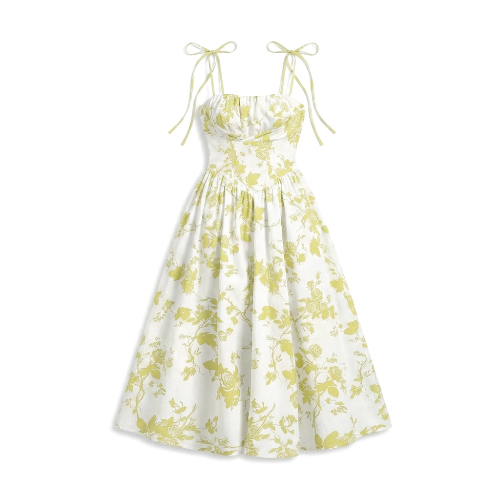 Sophia Floral Maxi Dress - Color:Green;Size:XS
