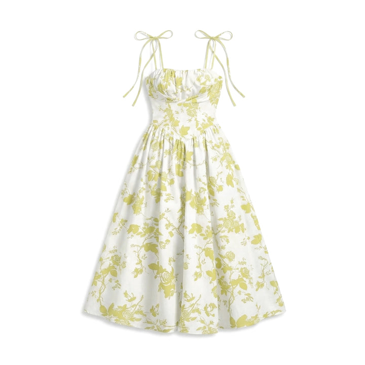 Sophia Floral Maxi Dress - Color:Green;Size:XS