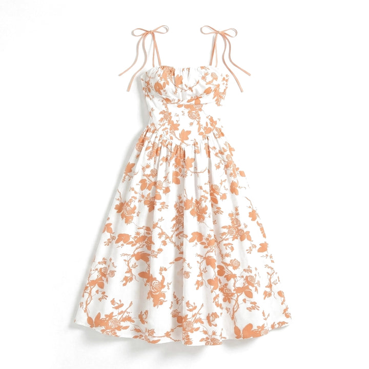 Sophia Floral Maxi Dress - Color:Orange;Size:XS