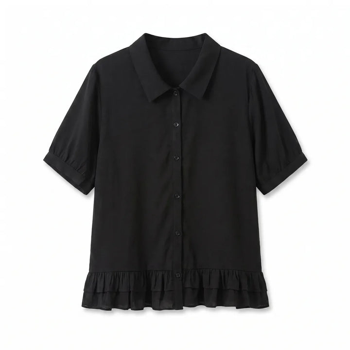 Sophie Button Front Blouse - Color:Black;Size:L