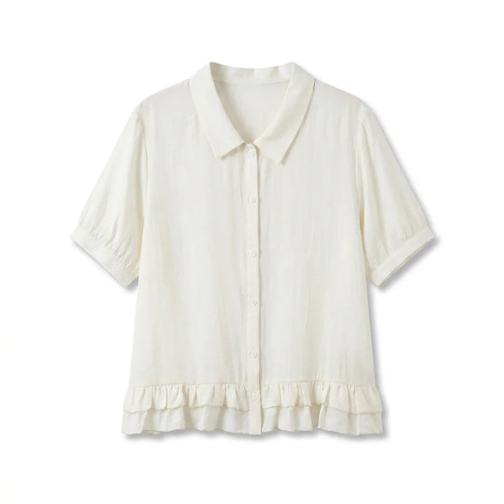 Sophie Button Front Blouse - Color:Off-White;Size:L