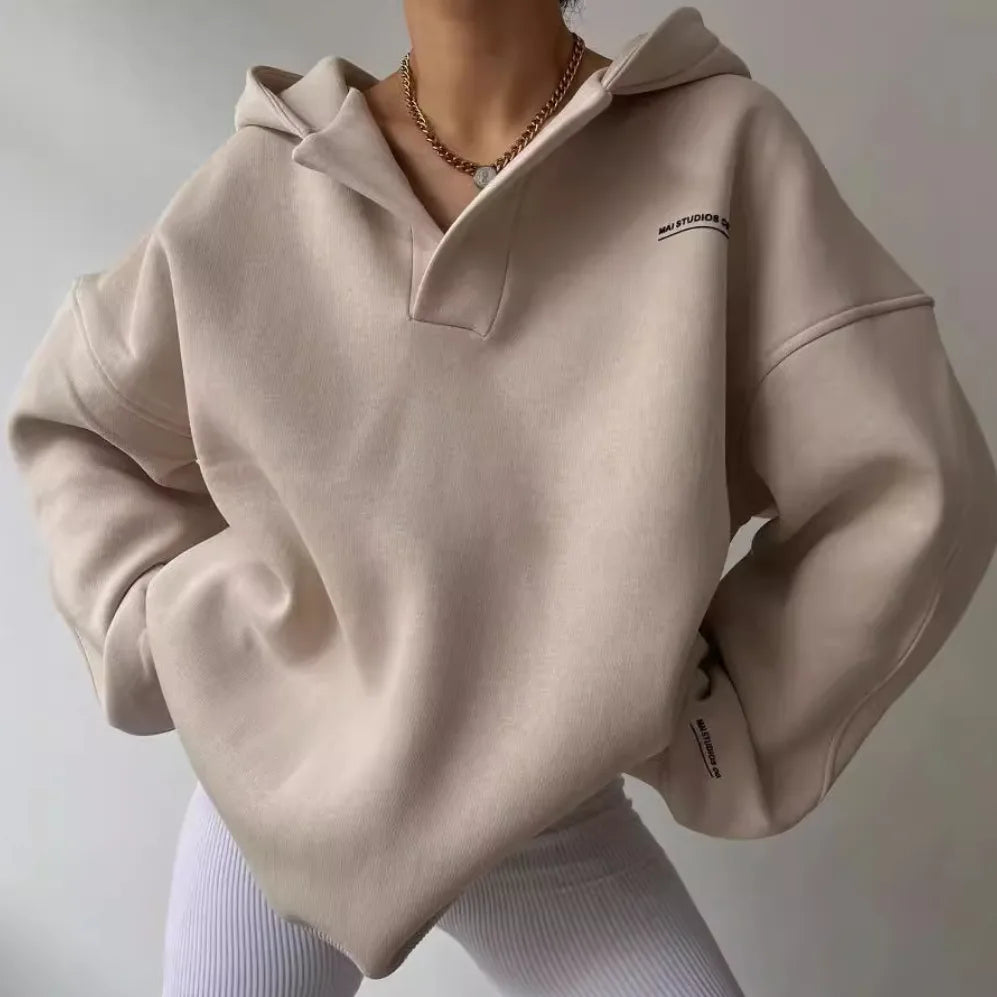 Stacey | Women's Oversized Hoodie Sweater - Color:Beige;Size:S