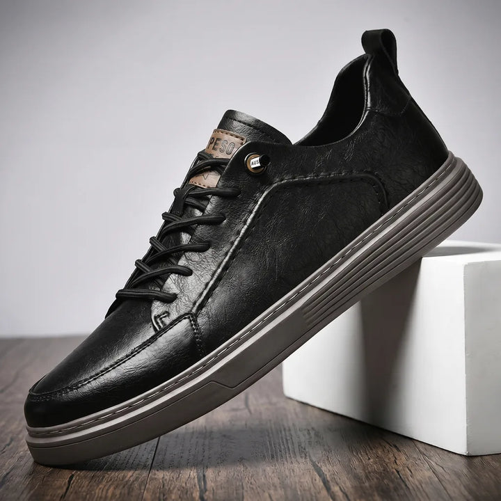Black Whatley Leather Low-Top Sneakers 1