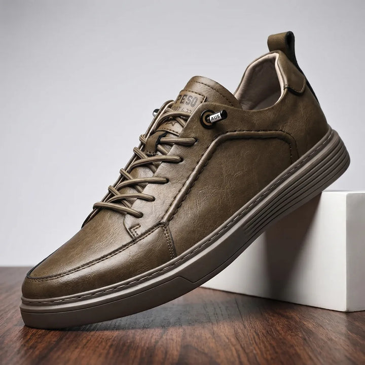 Khaki Whatley Leather Low-Top Sneakers 1