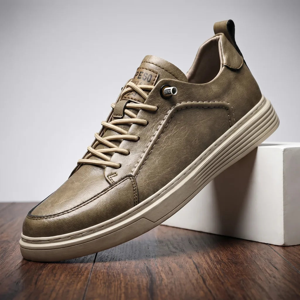 Sand Whatley Leather Low-Top Sneakers 1