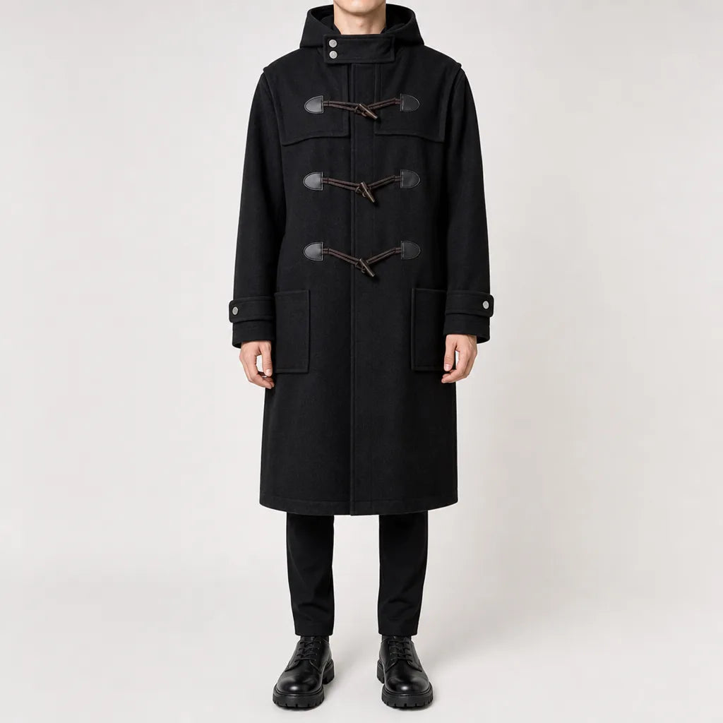 Stanton Hooded Wool Coat - Color:Black;Size:S
