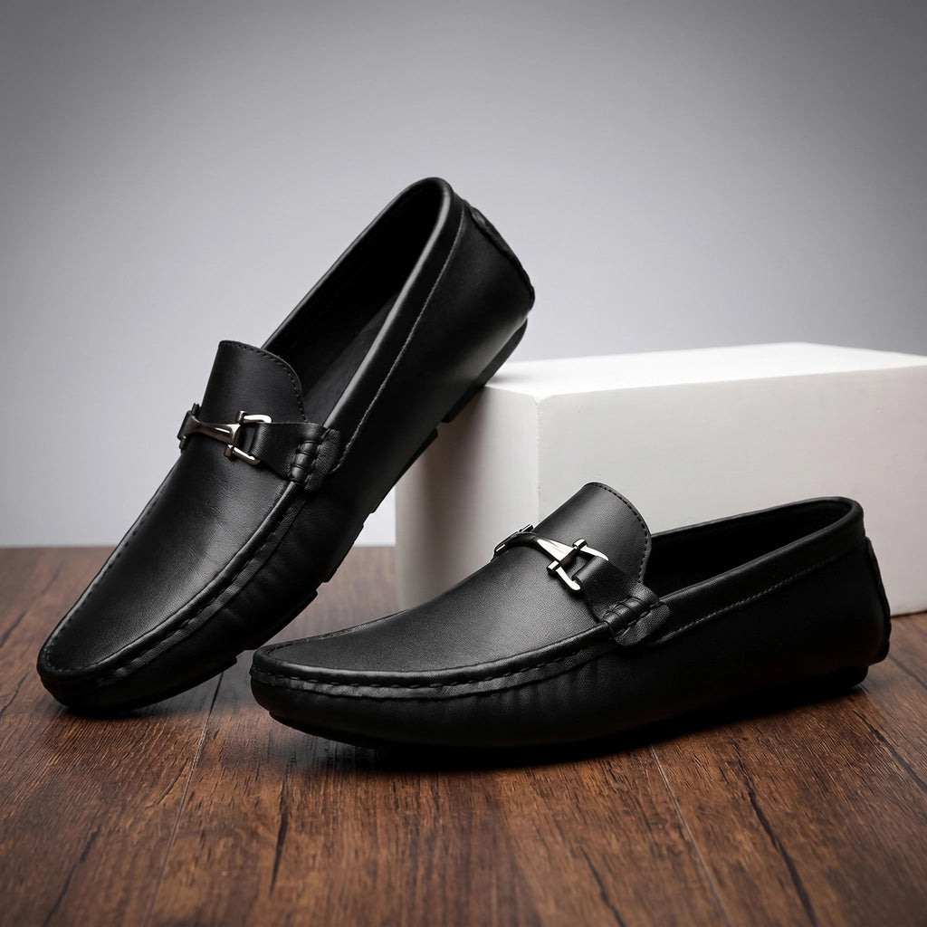 Stefano Italian Loafers - Color:Black;Size:38