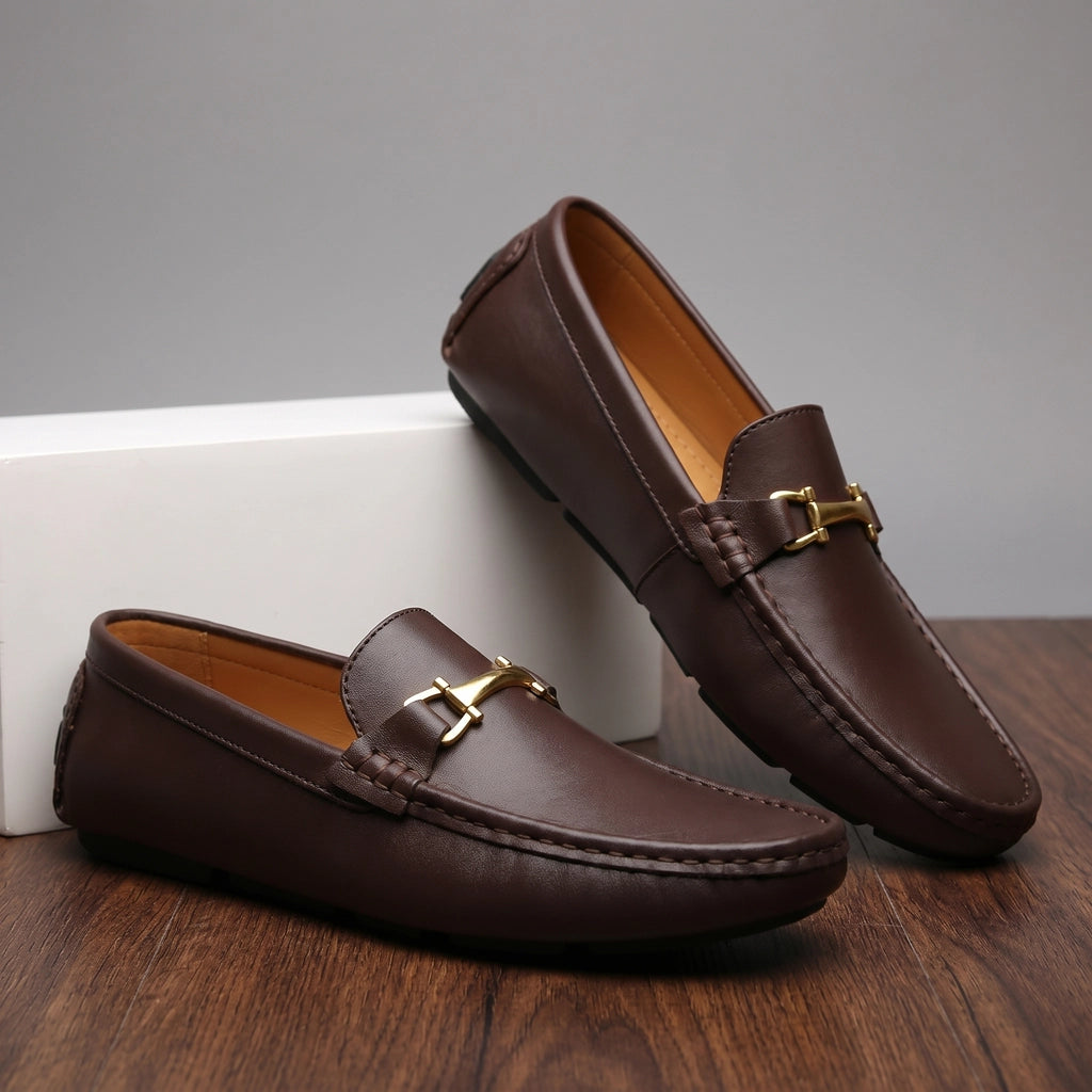 Stefano Italian Loafers - Color:Dark Brown;Size:38