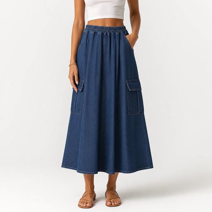 Women's Blue Fremont Ruffle Denim Skirt
