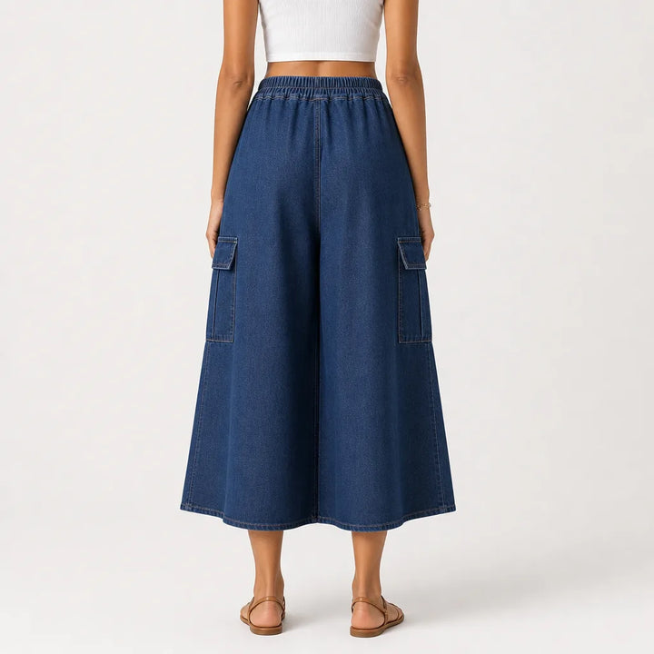 Women's Blue Fremont Ruffle Denim Skirt