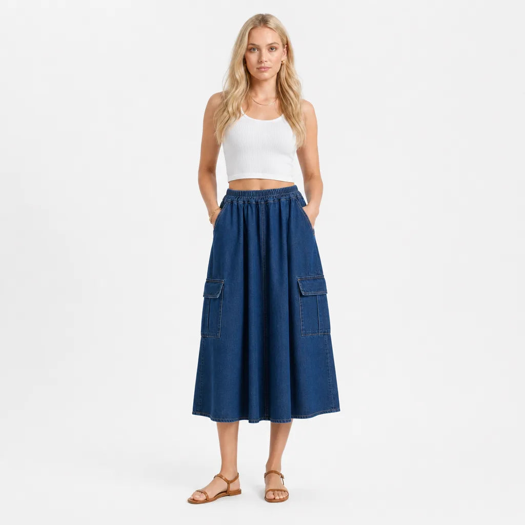 Women's Fremont Ruffle Denim Skirt