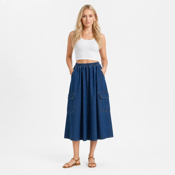 Women's Fremont Ruffle Denim Skirt