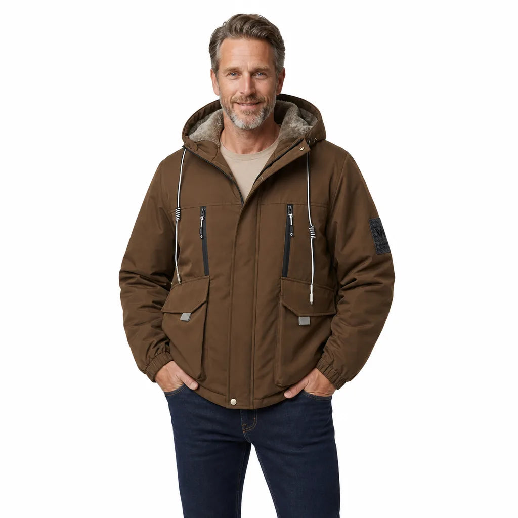 Men's Brown Sterling Hooded Padded Jacket