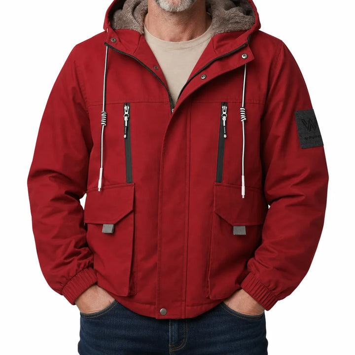 Sterling Fleece Lined Mens Jacket - Color:Red;Size:M