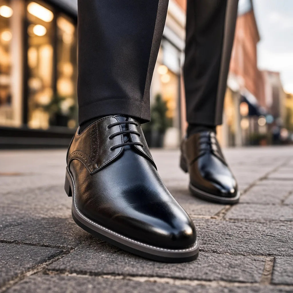 Men's Black Emmeline Pointed Brogue Derbies