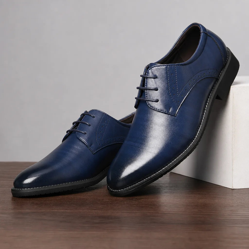 Men's Blue Emmeline Pointed Brogue Derbies