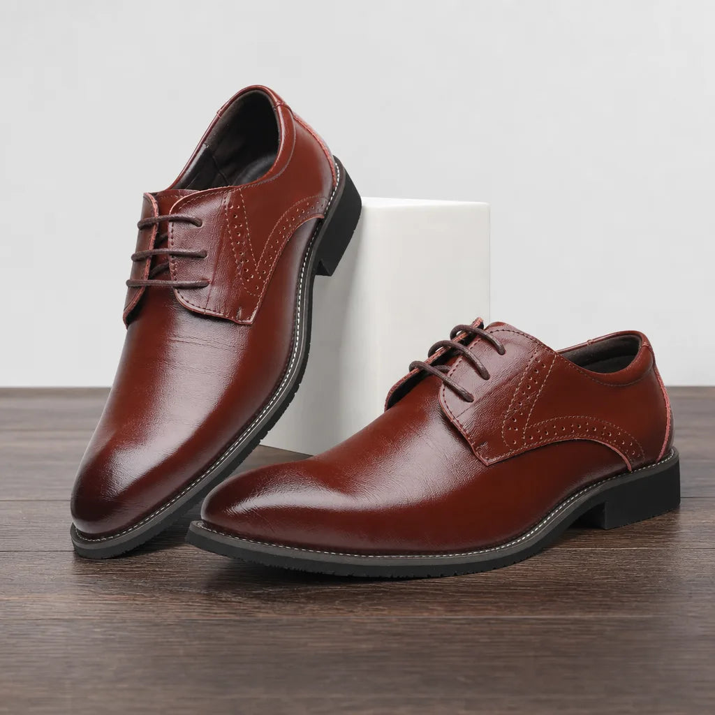 Men's Brown Emmeline Pointed Brogue Derbies