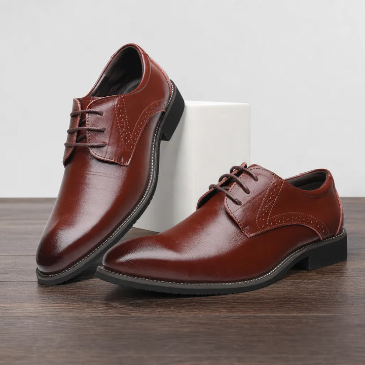 Men's Brown Emmeline Pointed Brogue Derbies