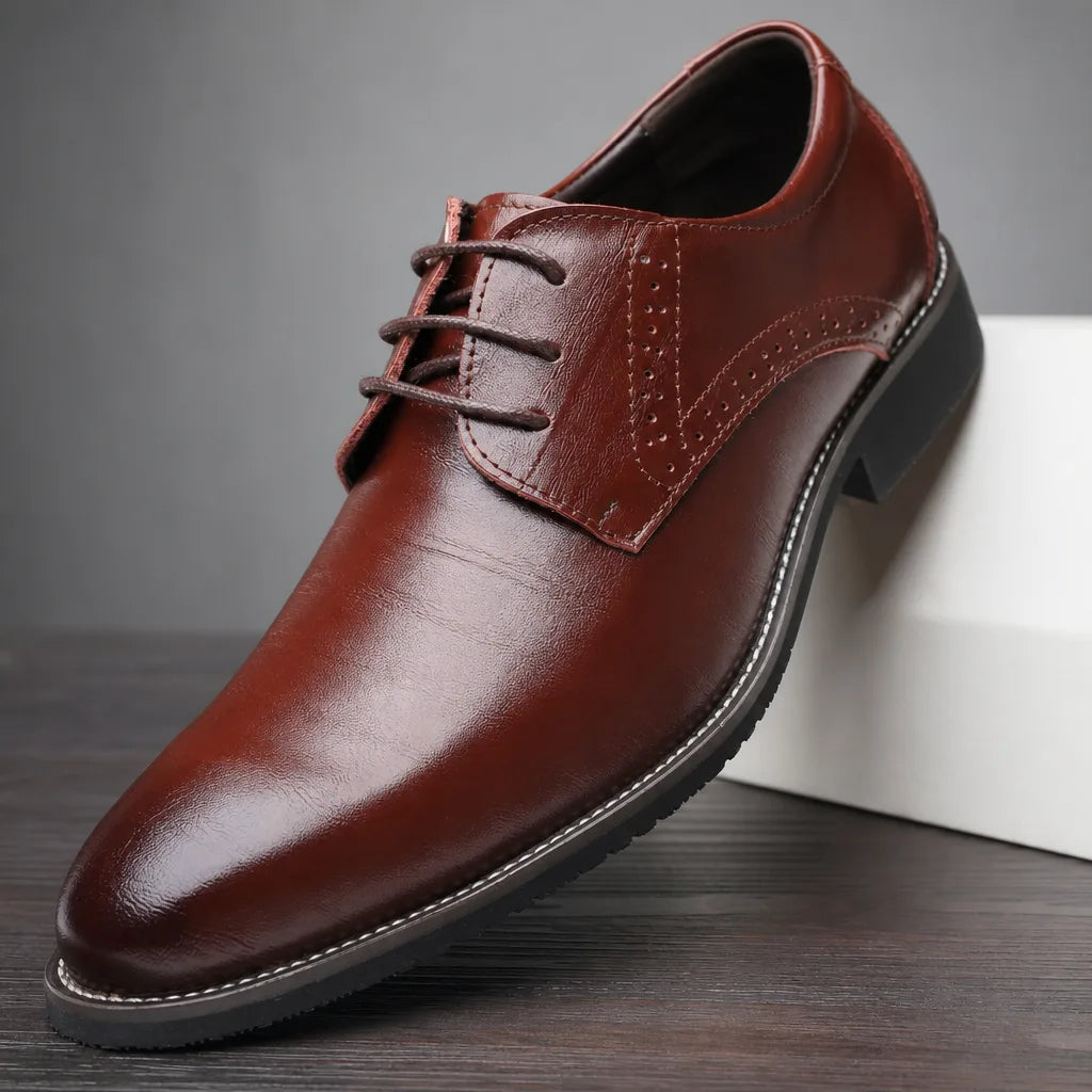 Sterling | Men's Fall Luxury Pointed Loafers - Color:Brown;Size:38